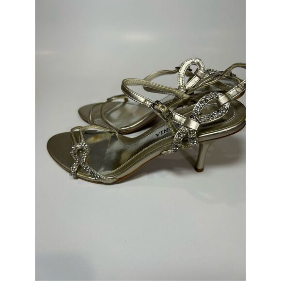 Silver Sequin Evening Cocktail Heels Size 6 - Picture 4 of 4